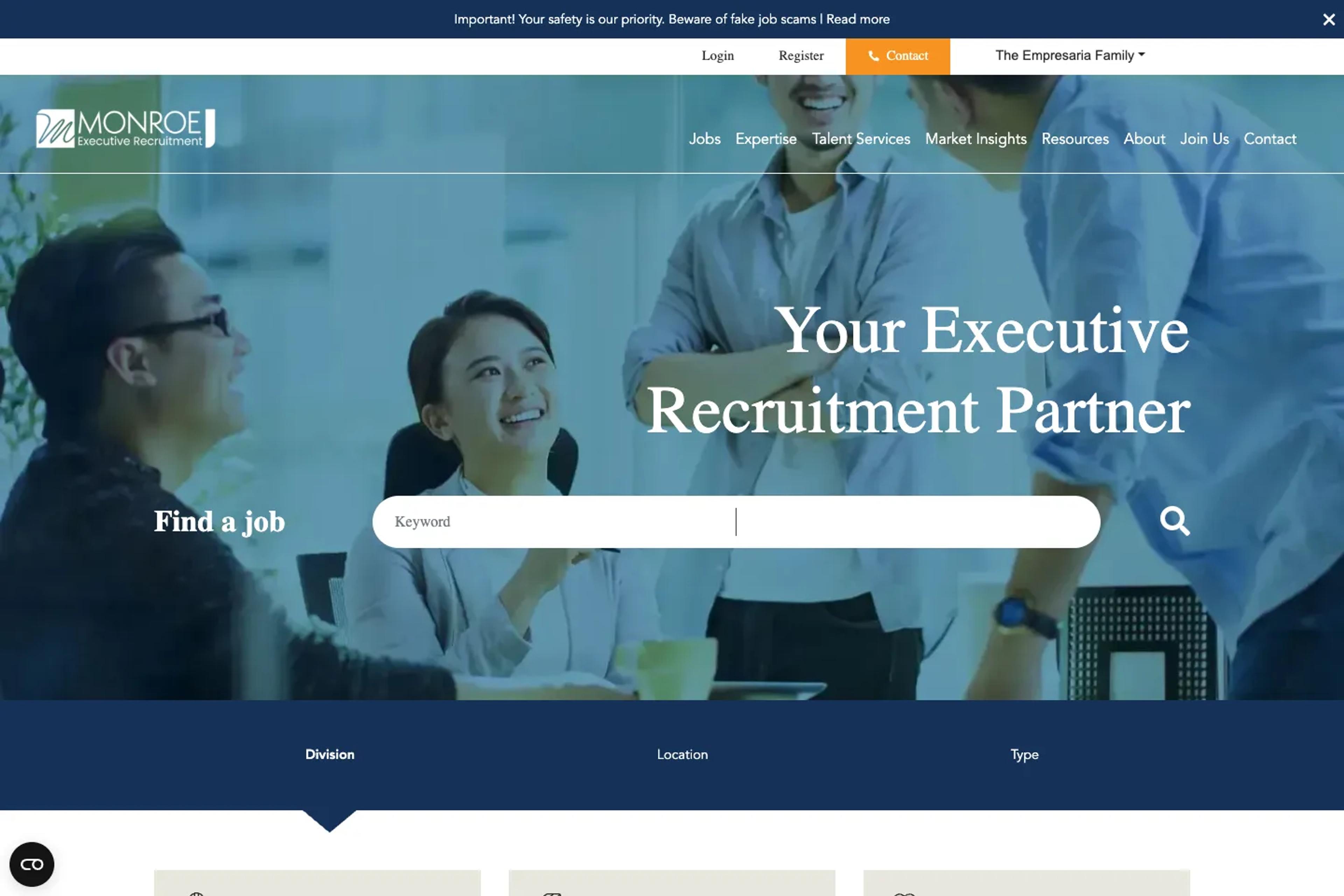 Monroe Consulting Group website homepage