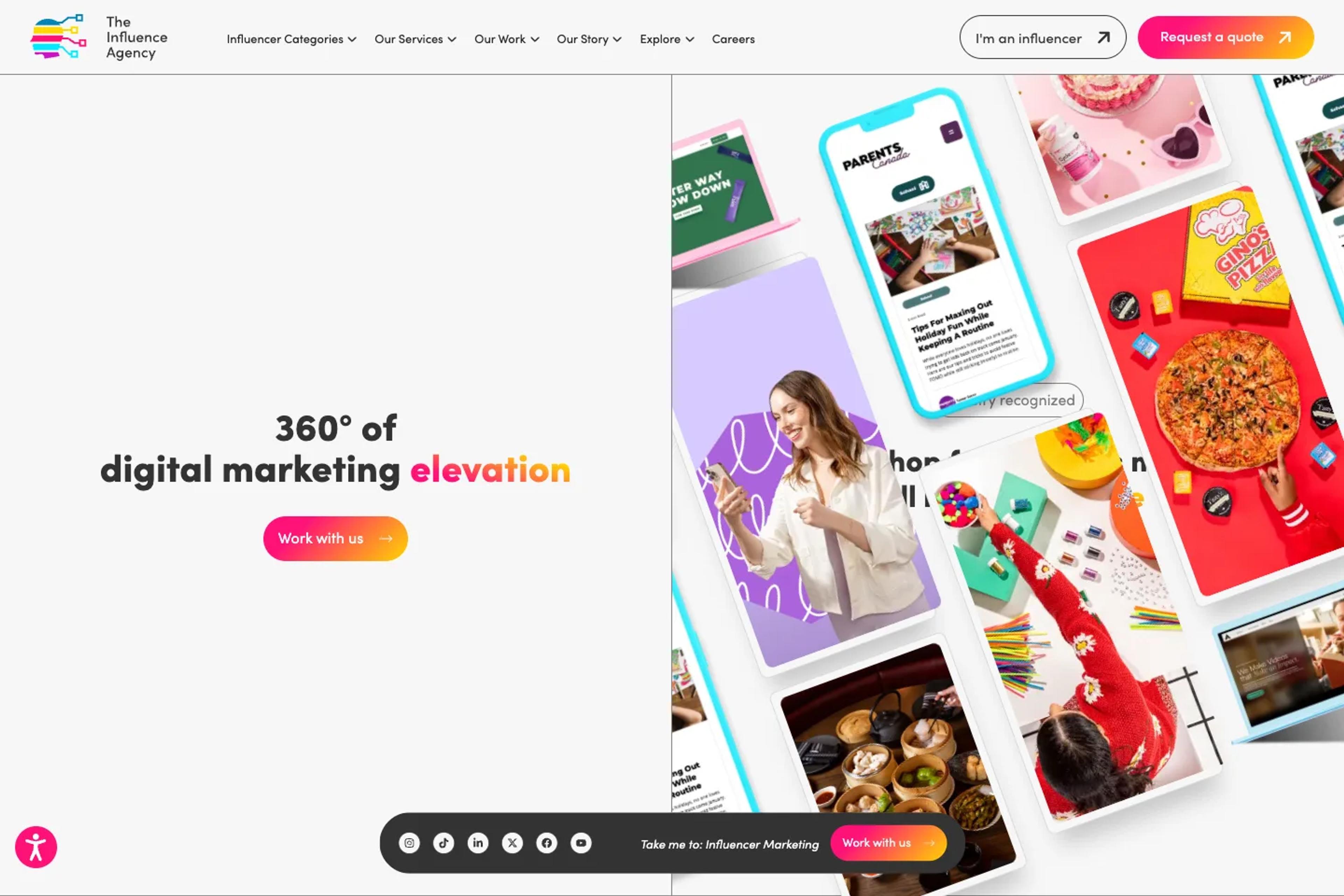 The Influence Agency website homepage