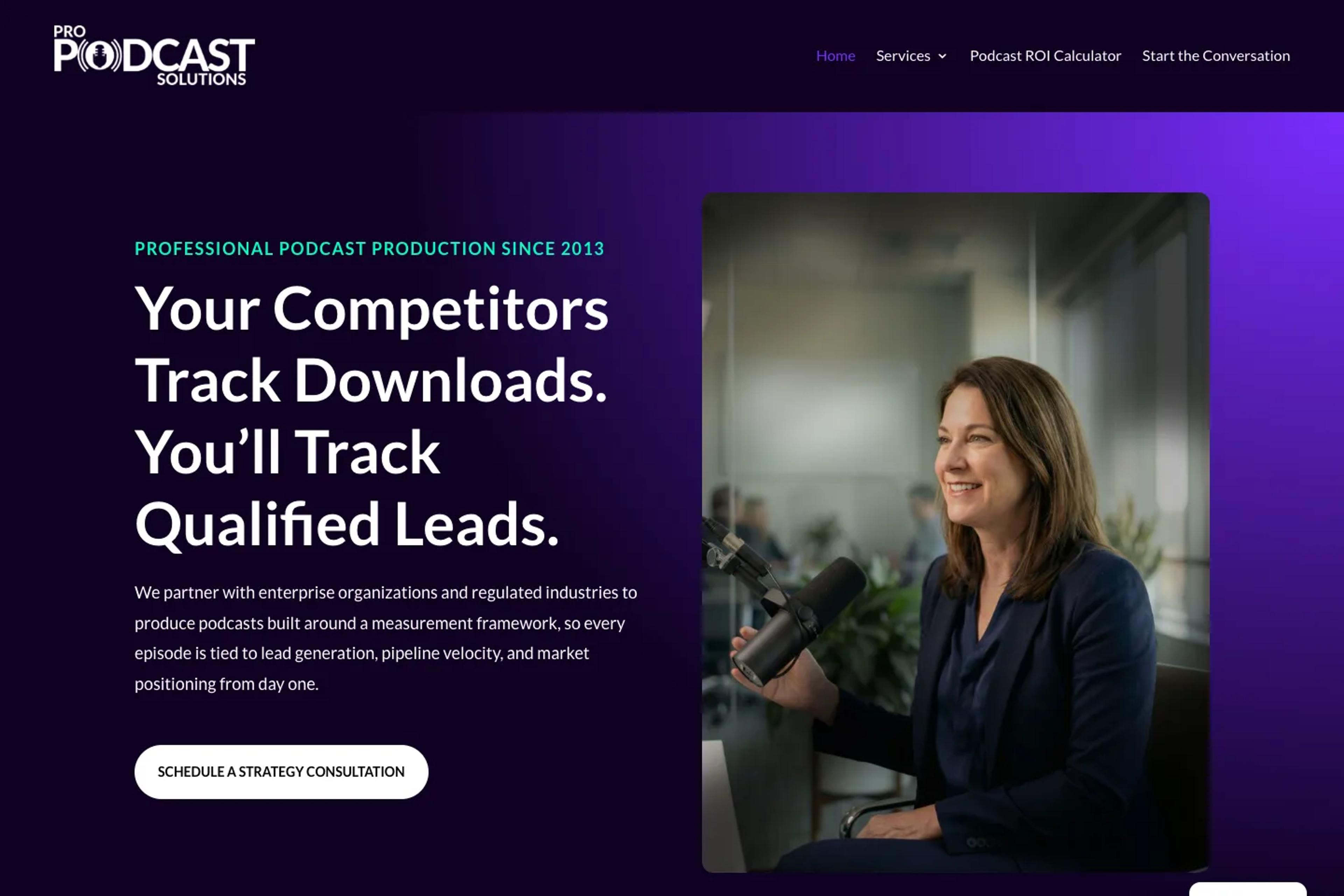 Pro Podcast Solutions website homepage