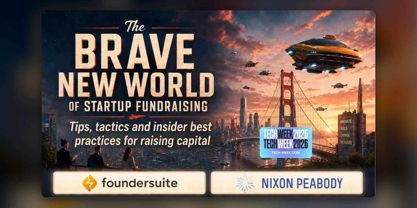 Event poster for The Brave New World of Startup Fundraising