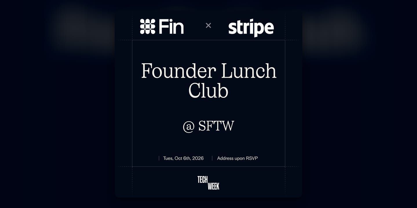 Event poster for Founder Lunch Club with Fin and Stripe