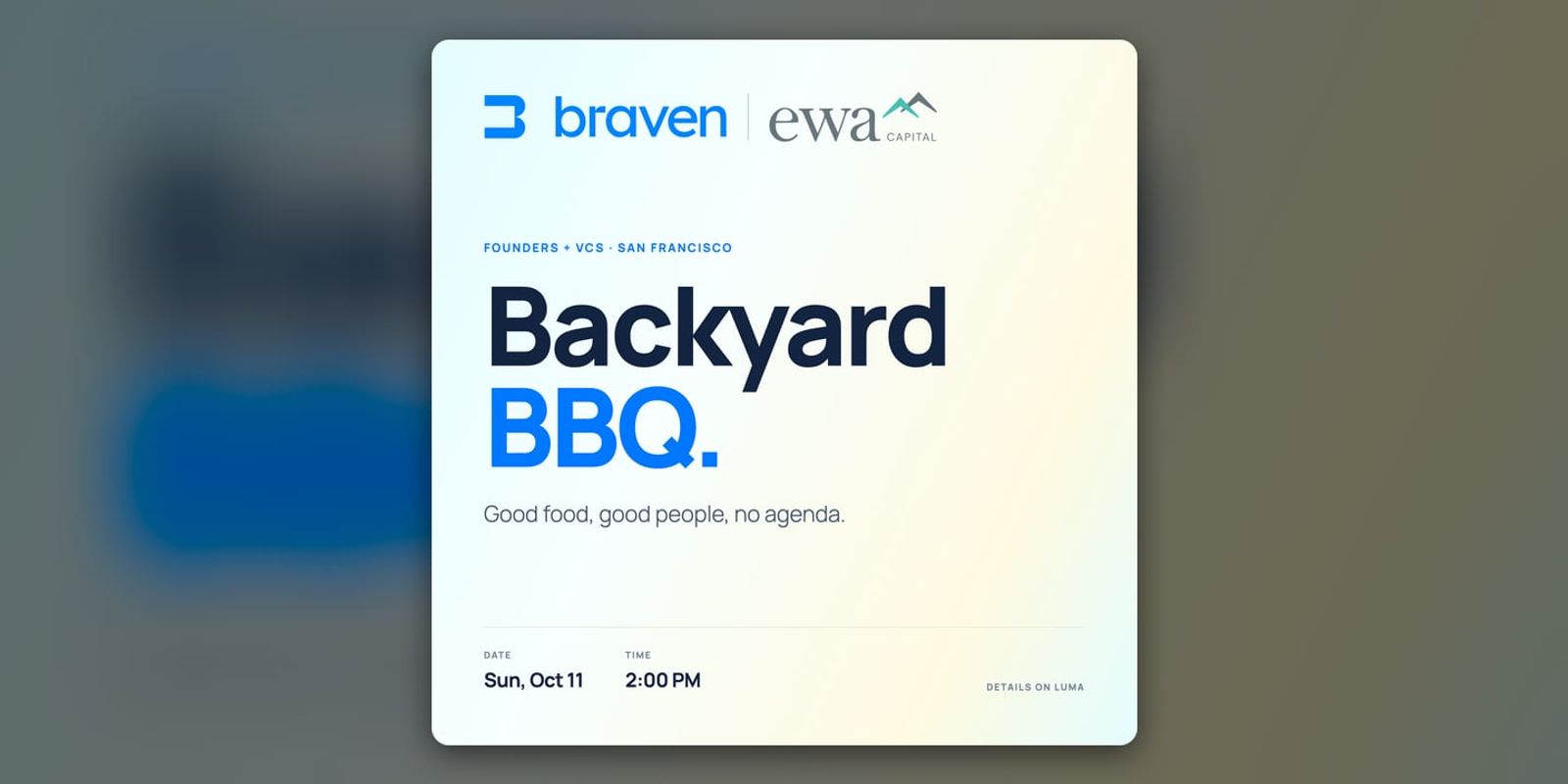 Event poster for VC/Founders BBQ