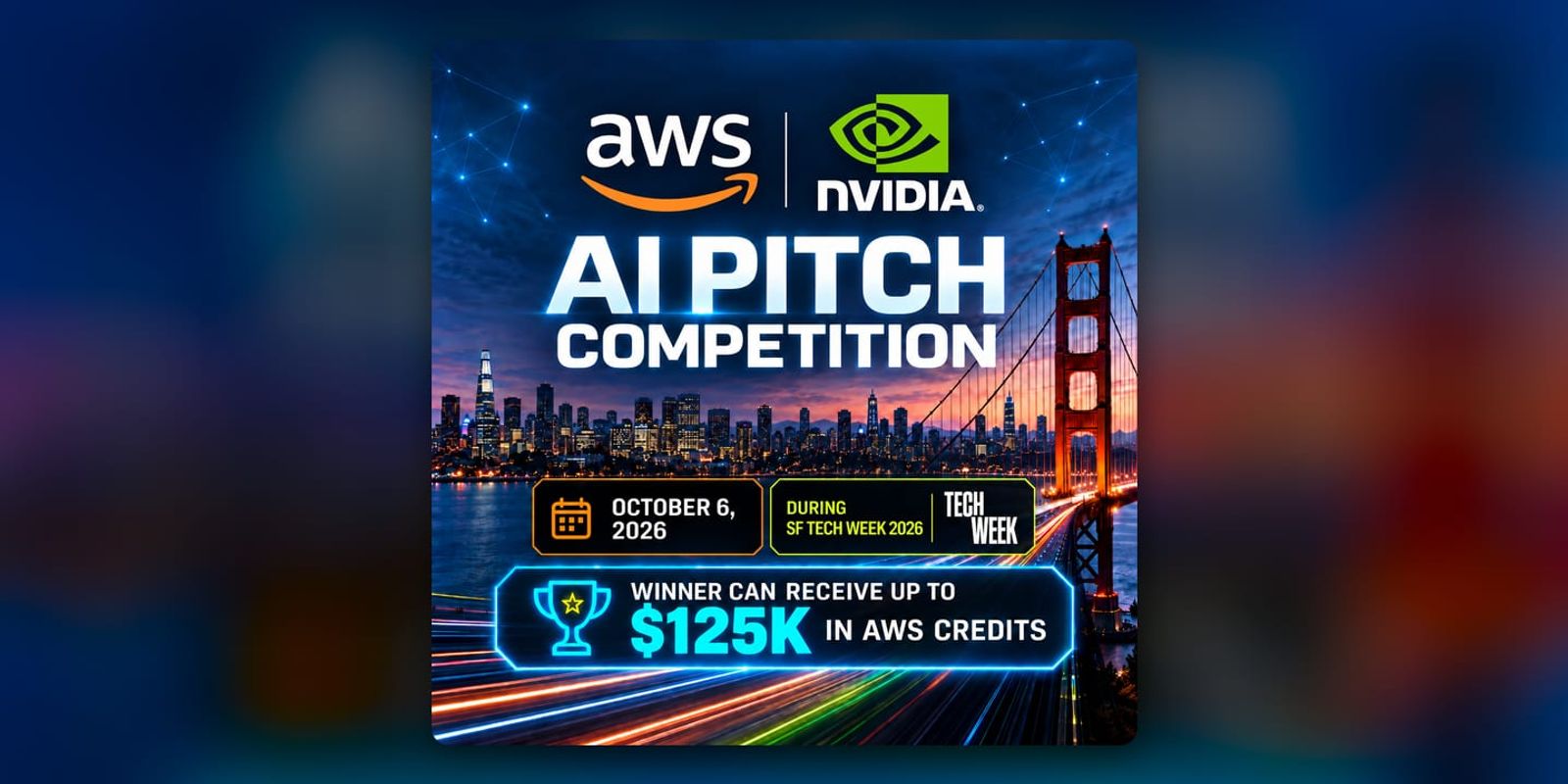 Event poster for AWS x NVIDIA AI Pitch Competition