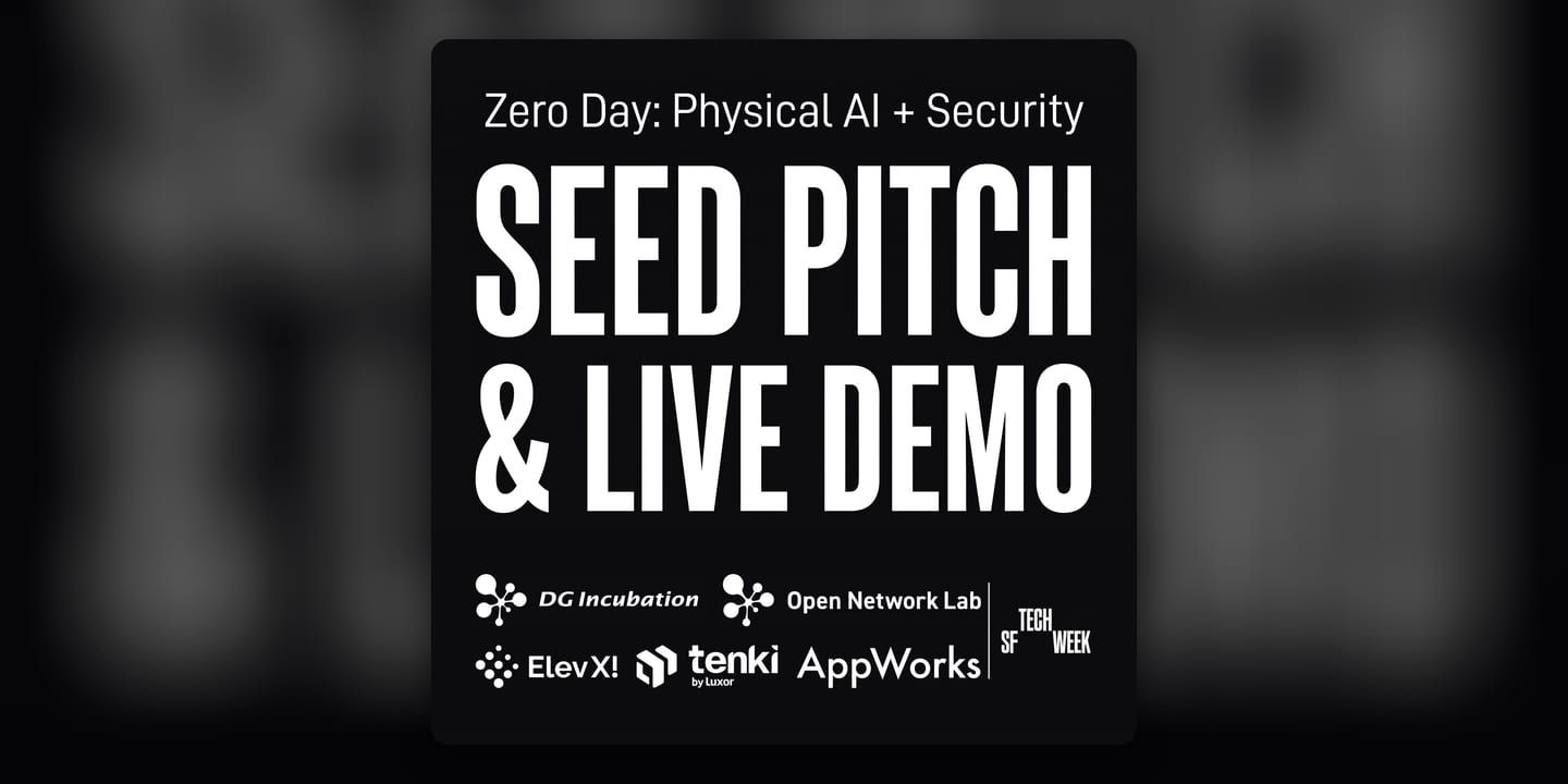 Event poster for Zero Day: Physical AI + Security Seed Pitch and Live Demo