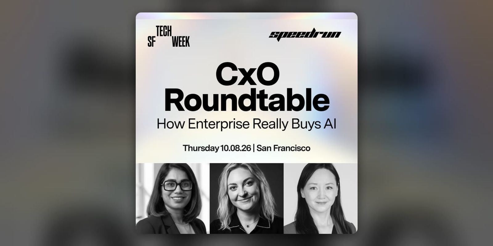 Event poster for CxO Roundtable: How Enterprise Really Buys AI