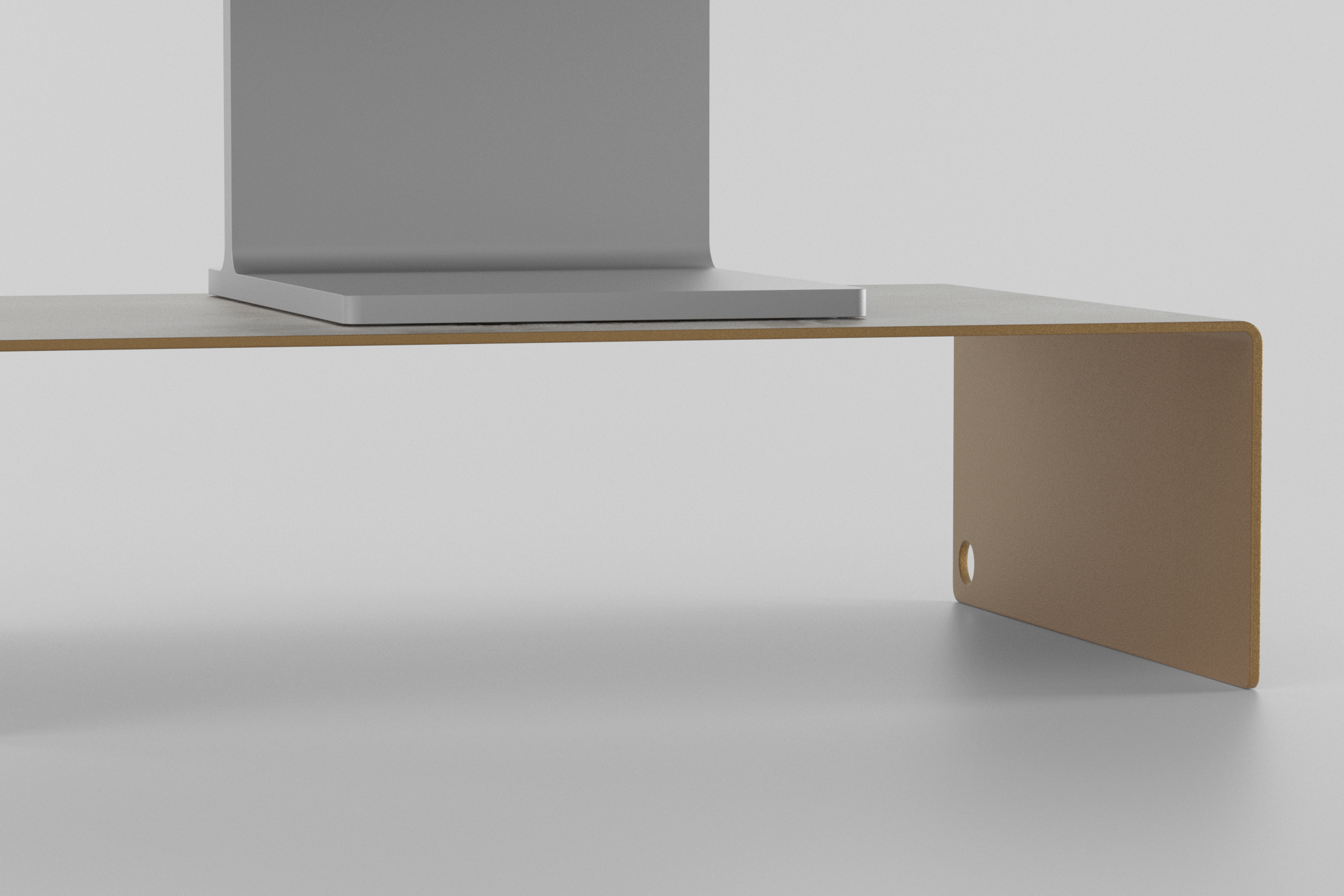 The Monitor Stand - brown beige with display on it