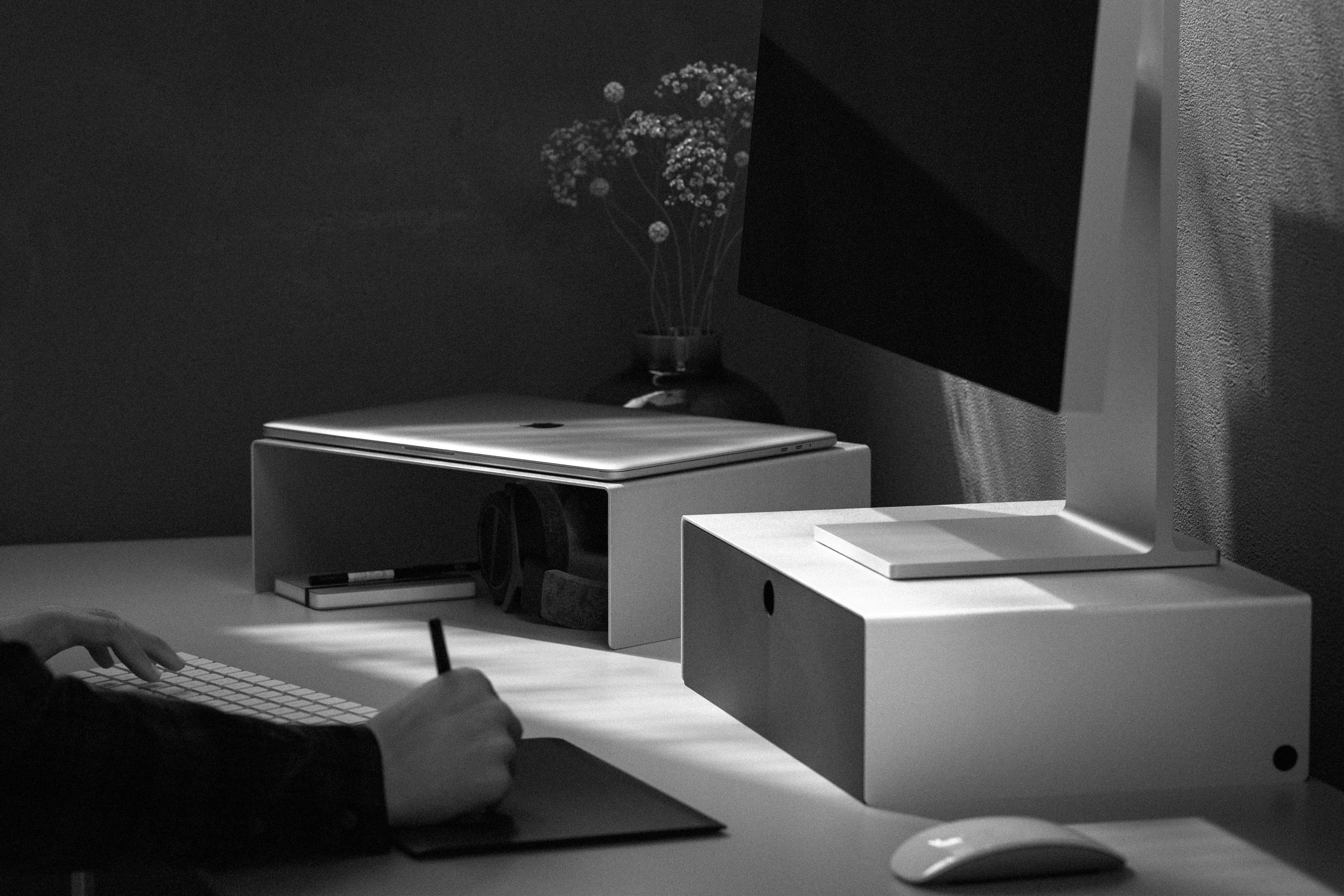 Office Stance monitor stand and laptop stand on the desk