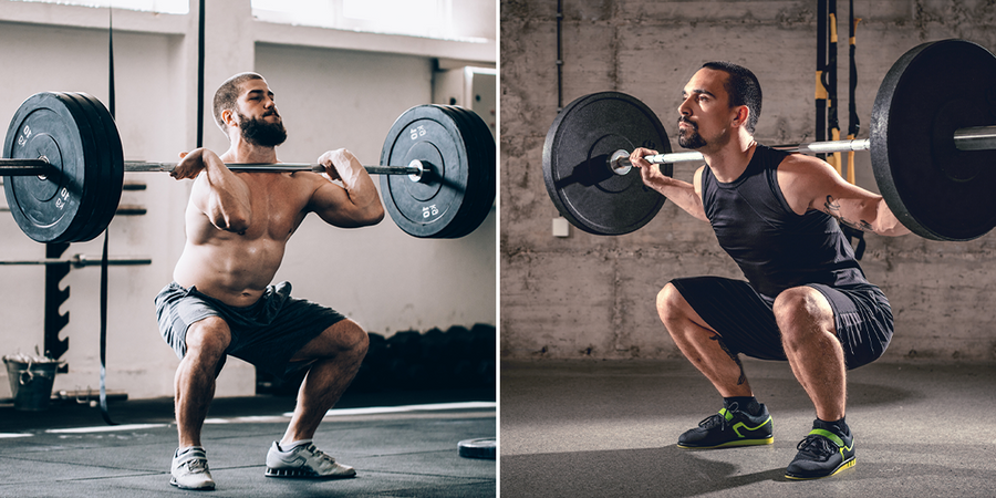 men doing front squat and back squat | front squat vs back squat