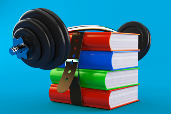 barbell on books