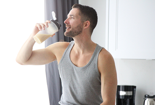man drinking protein shake | pea protein