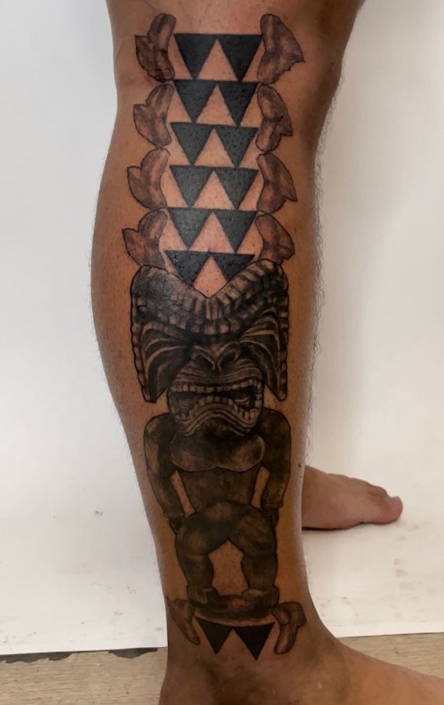 Tribal Calf Tiki Tattoo