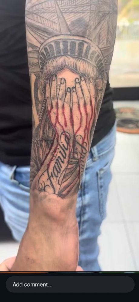 Crying Statue of Liberty Tattoo