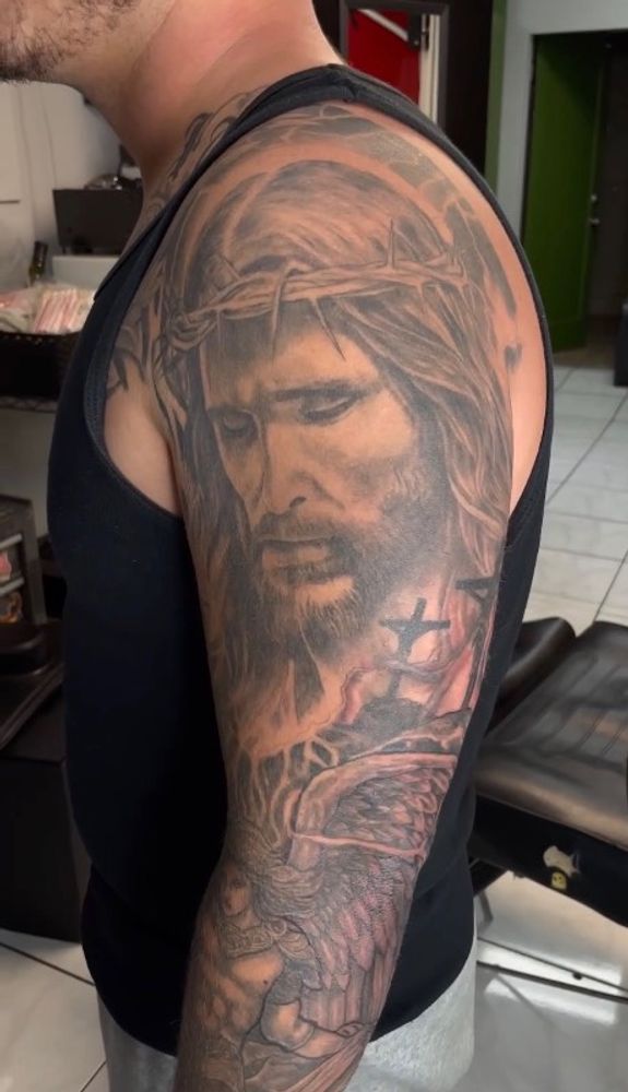 Jesus Portrait in Black and Grey