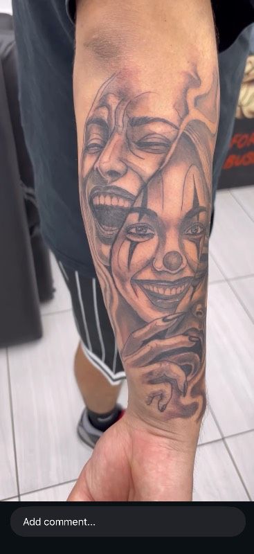 Laughing Payassa in Black and Grey Realism