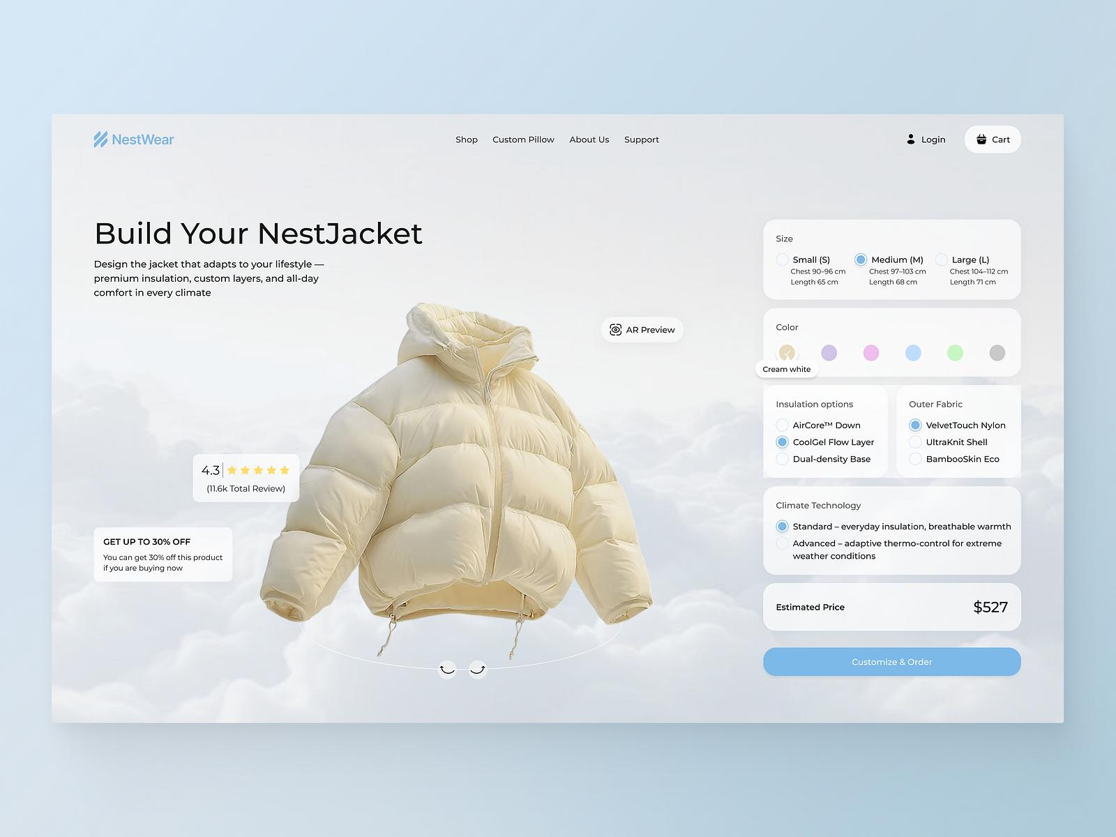 Custom jacket configuration interface