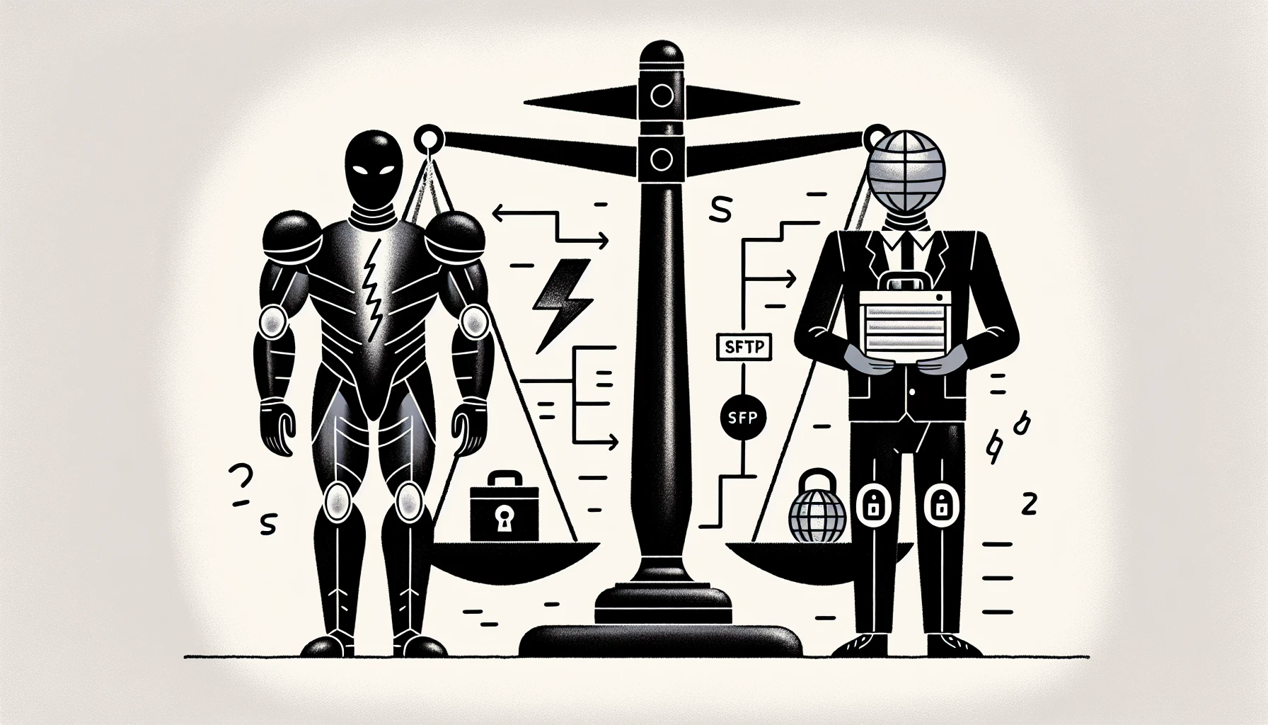 Illustration comparing SCP and SFTP