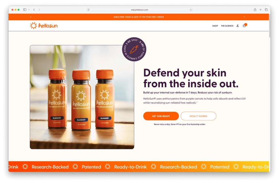 Website hero section