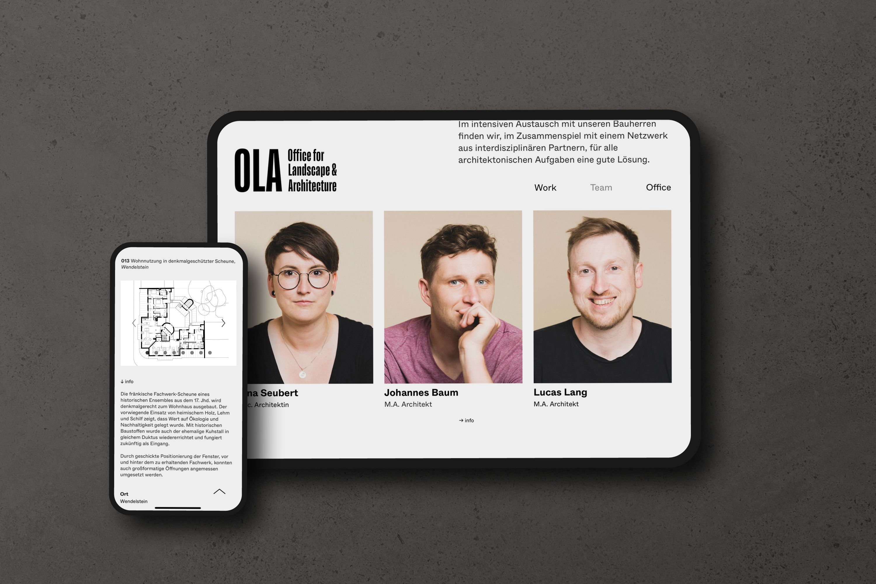 webdesign for OLA mobile first with business portraits