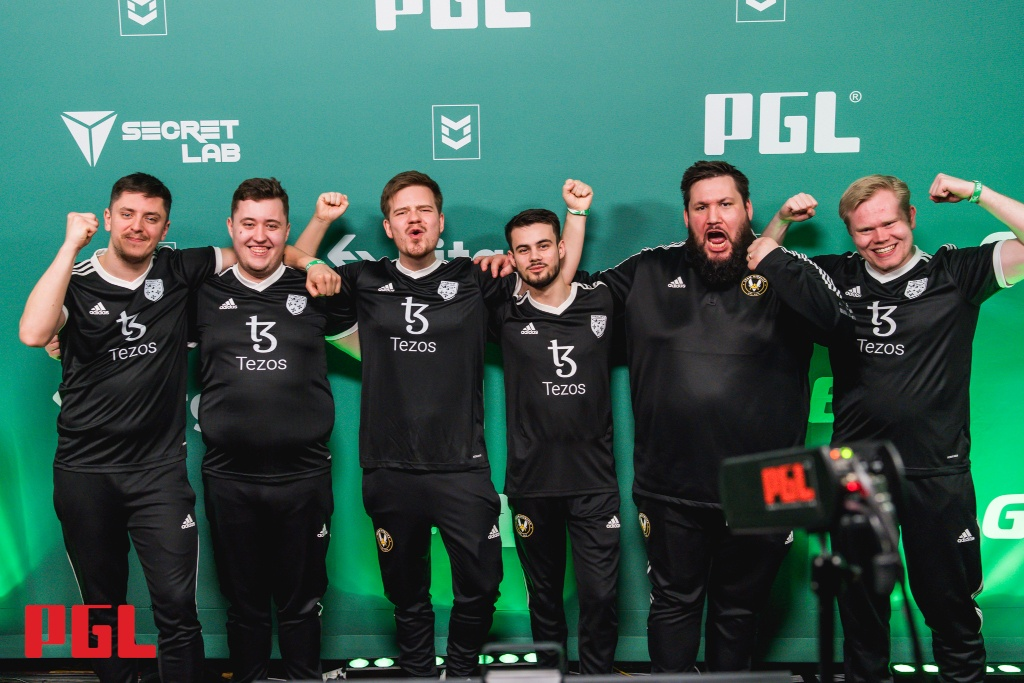 The roster for Team Vitality pose together on media day for PGL's Antwerp Major in 2022