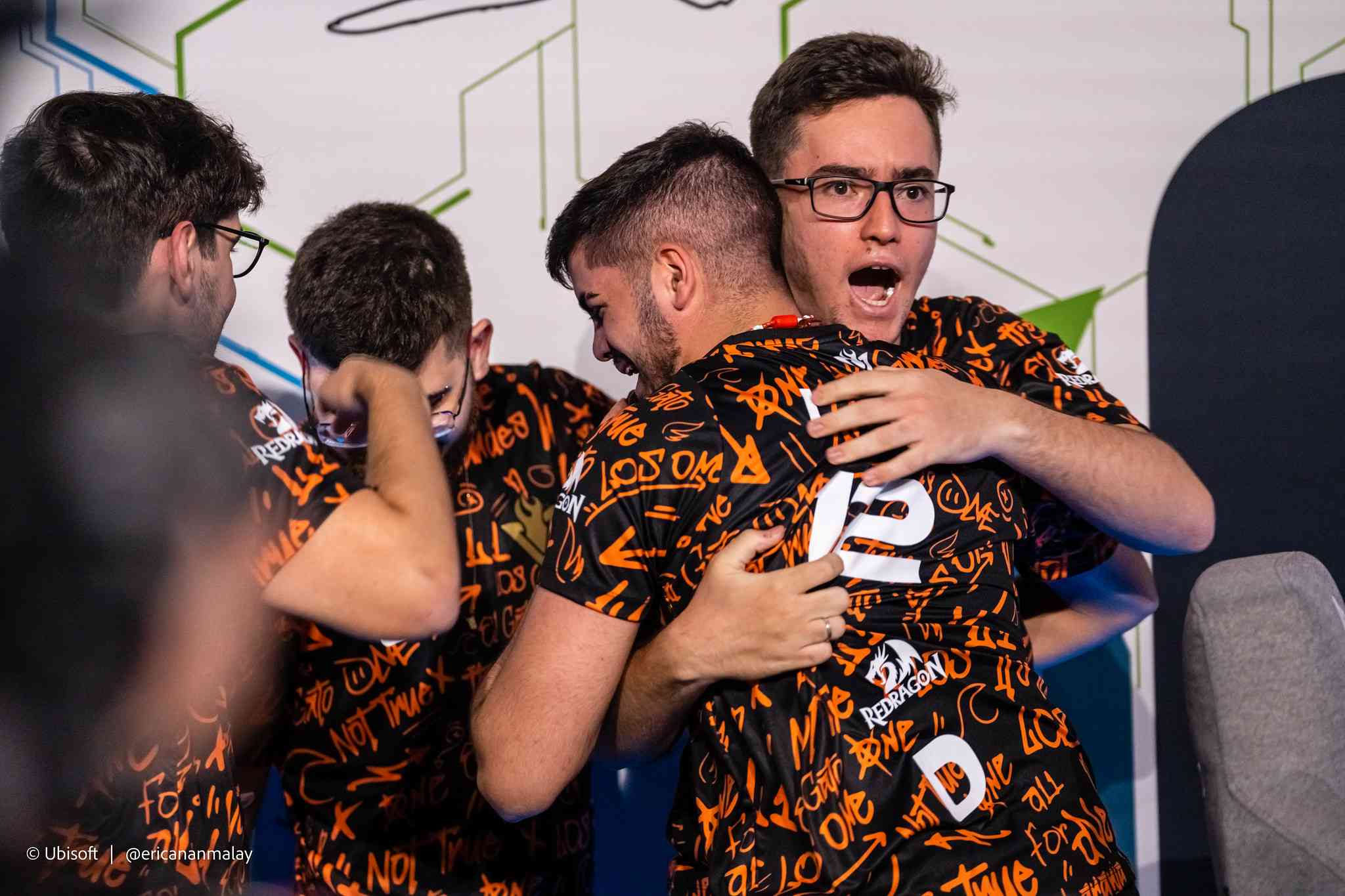 LOS oNe celebrates after winning a game at the Six Invitational 2023