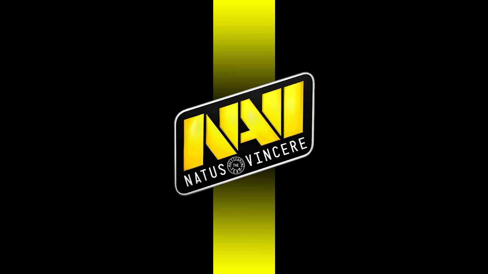 The logo for the esports organisation Natus Vincere, a stylized version of the letters "NAVI" appears in yellow & white against a black background