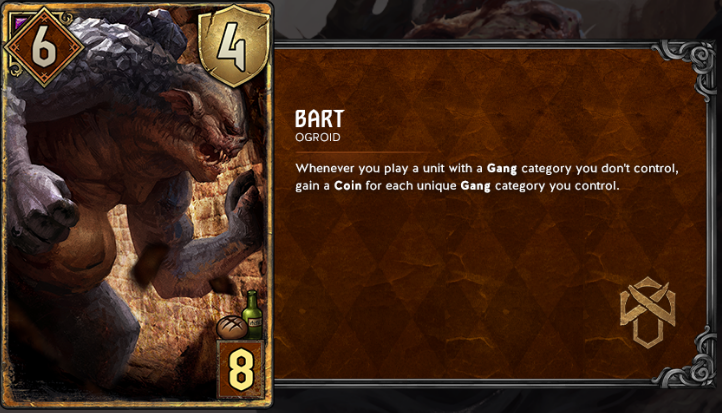 An almost immovable giant. Bart is a new card for Syndicate decks that can play for up to 21 points.