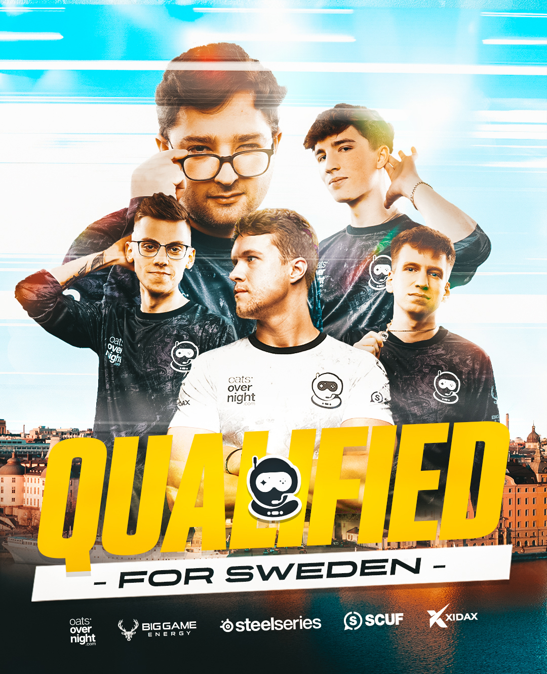 A promotional poster of Spacestation's R6 roster, released after the team qualified for the Sweden Major