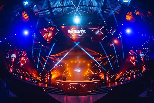 A stage set for a previous R6 LAN event