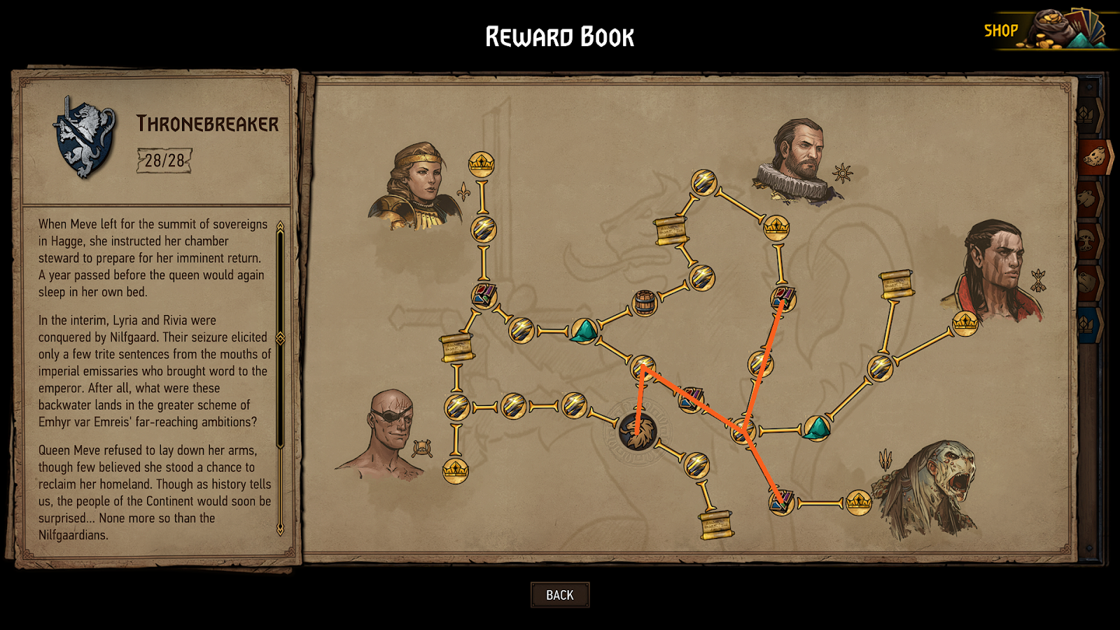 The best path for cheap scraps in the Thronebreaker reward tree