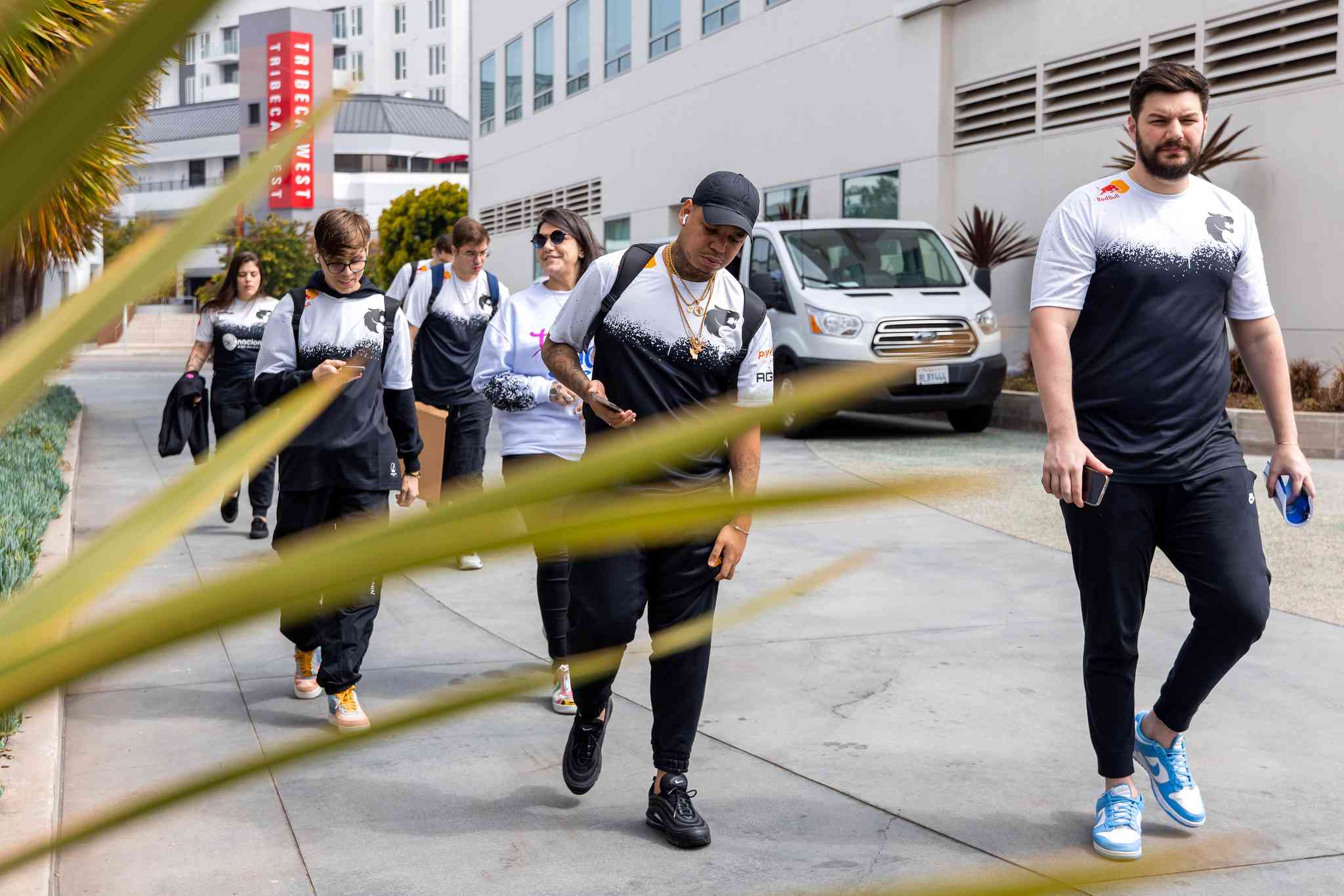 FURIA walking to the Riot Games Arena for their 2023 VCT Americas League match against 100T