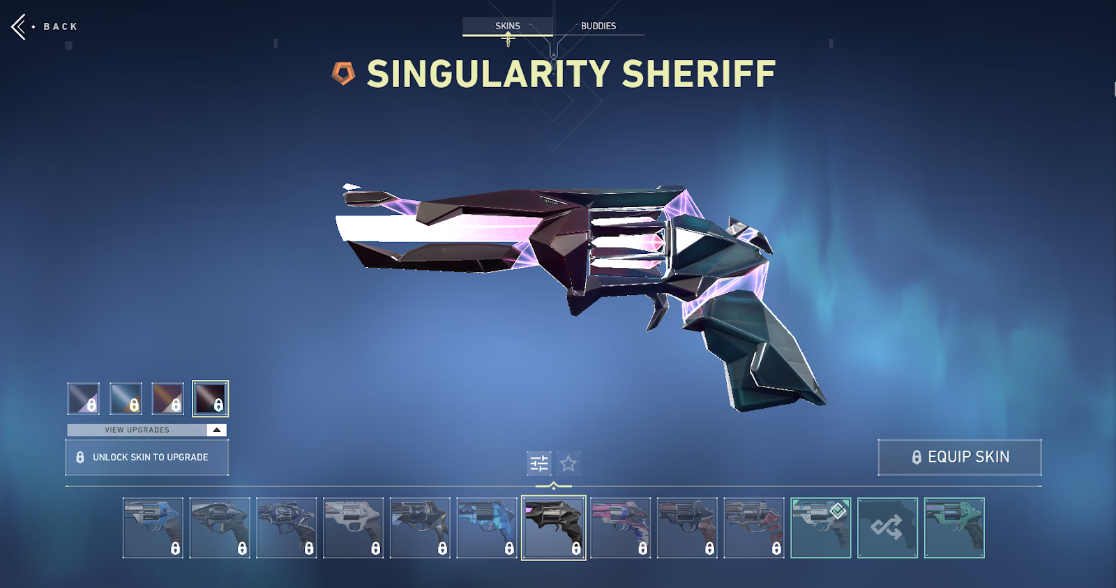 The Singularity Sheriff is one of the oldest weapon skins in Valorant, iconic for it's crystalline aesthetic
