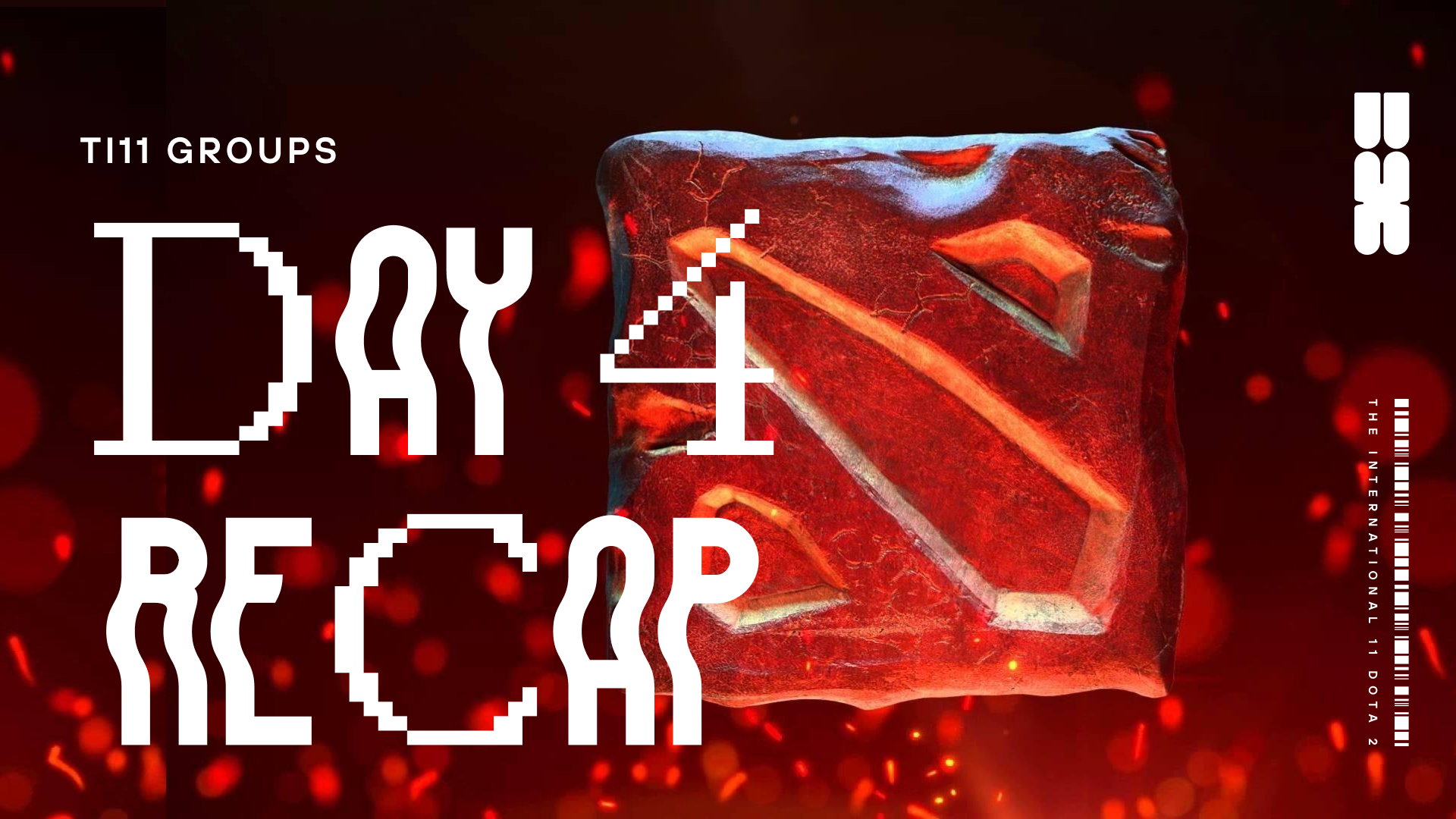 The Dota 2 symbol appears against a black background sparkling with fiery embers