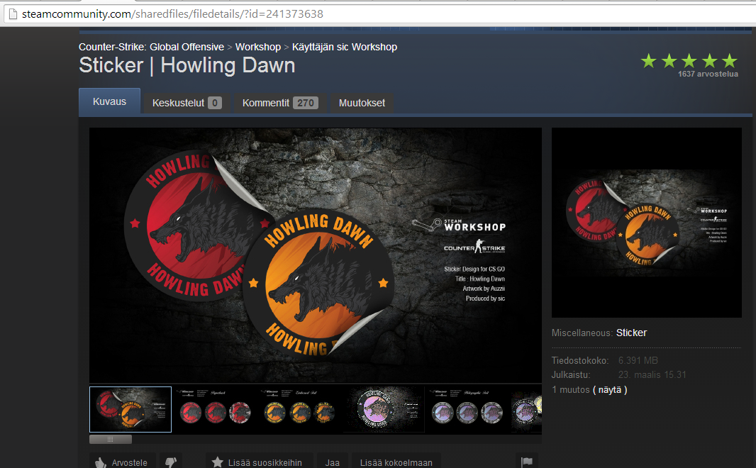 The original Howling Dawn sticker. Credit: Valve