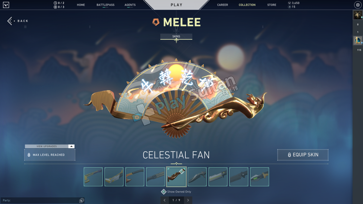 The Celestial Fan knife skin is one of the best skins in Valorant, featuring a pair of bronze, horned bull's as fan guards.