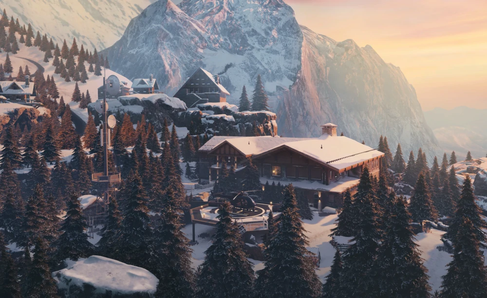A view of the terrain of Rainbow Six Siege's Chalet Map