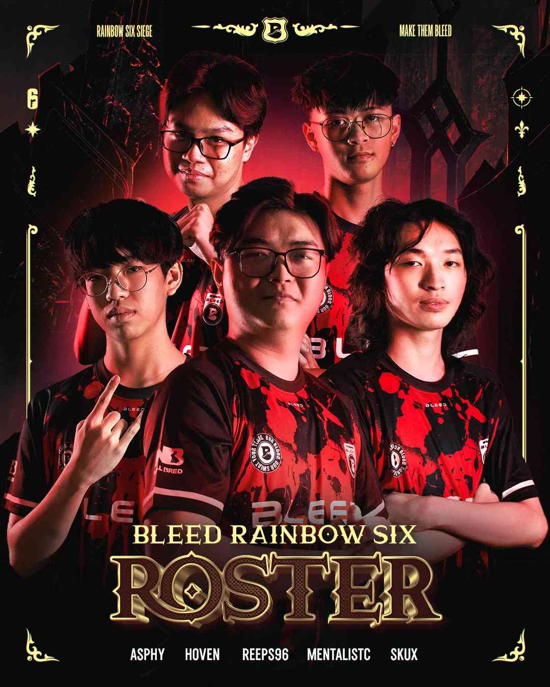 Picture of Bleed Esports' Rainbow Six Roster. Credit: Bleed Esports