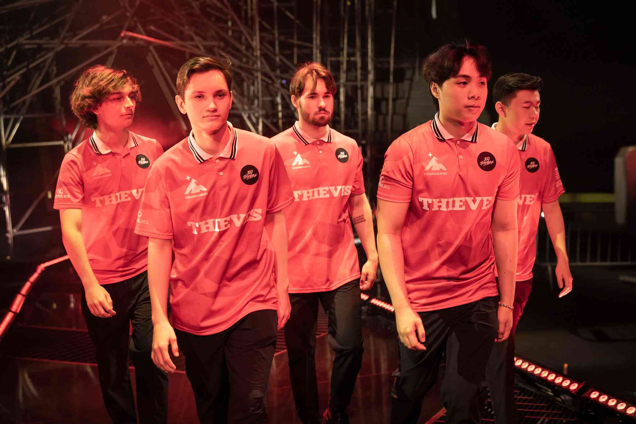 100 Thieves walking on stage for LOCK//IN 2023