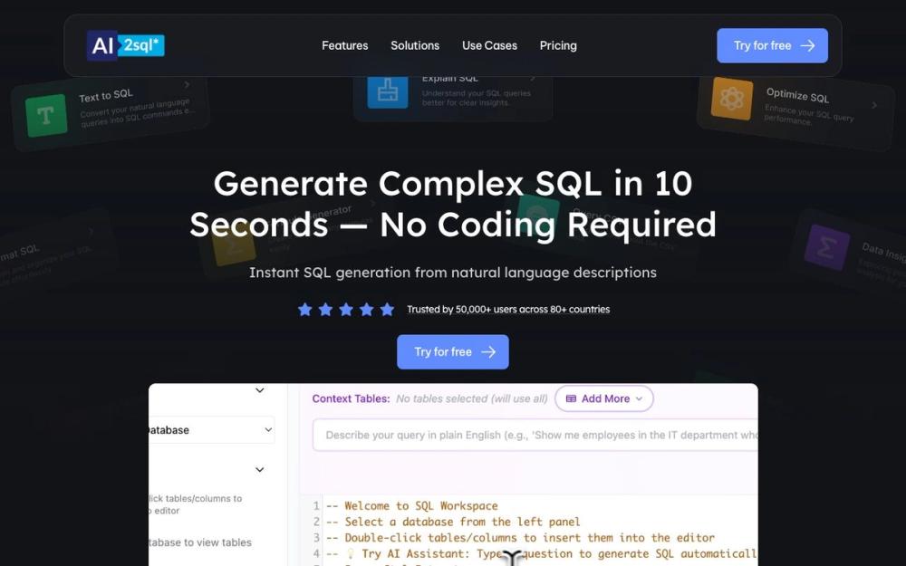 Screenshot of AI2SQL Screenshot of AI2SQL