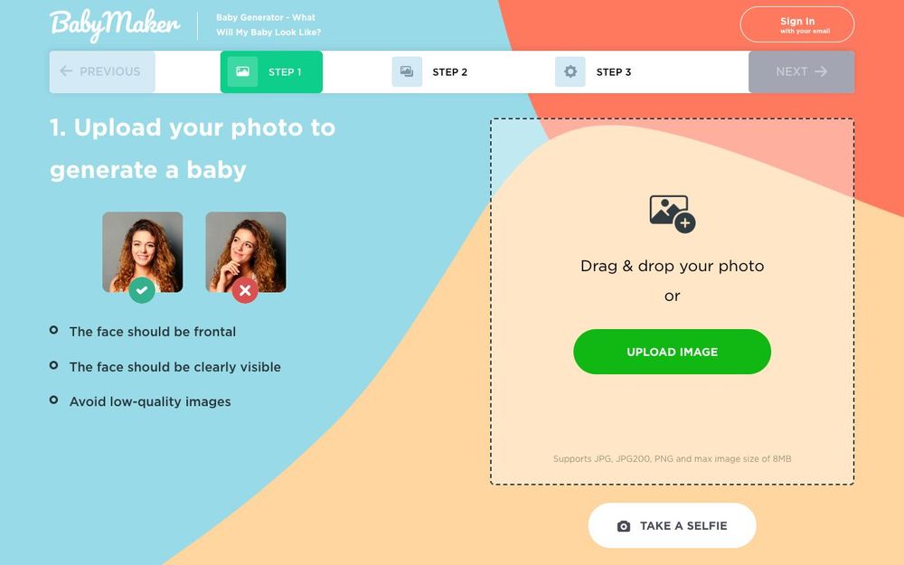 Screenshot of Baby Face Generator