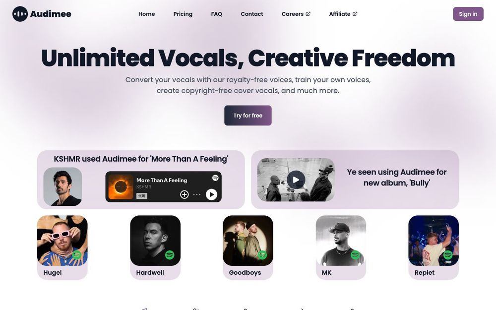 Screenshot of Audimee Screenshot of Audimee