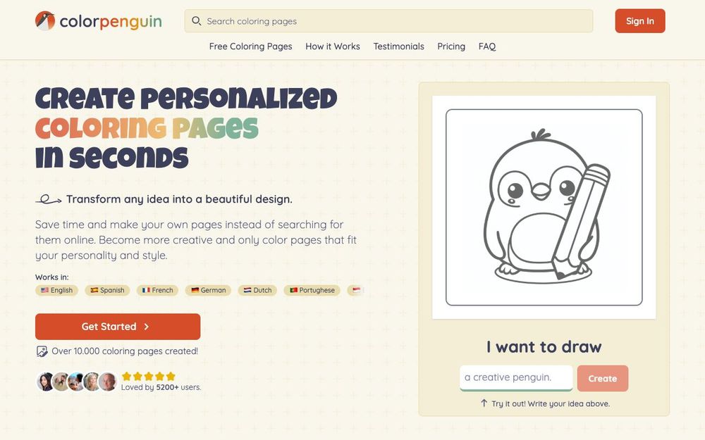 Screenshot of ColorPenguin