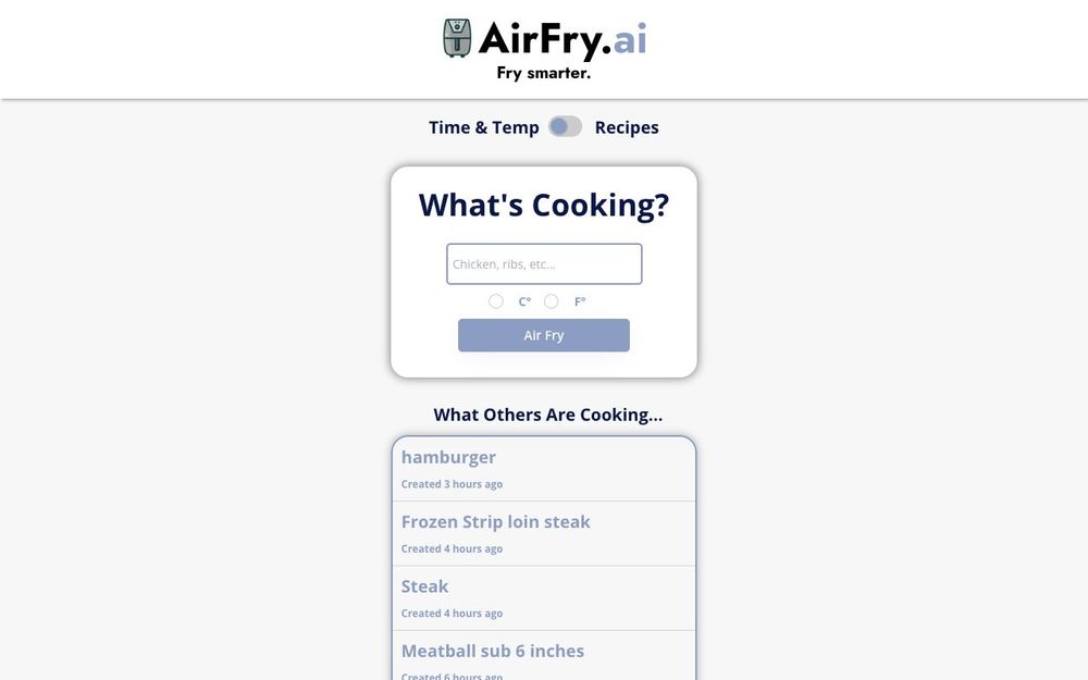 Screenshot of AirFry AI Screenshot of AirFry AI