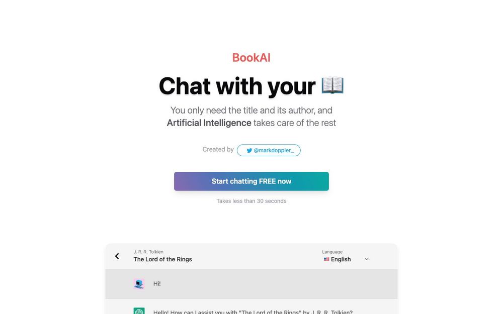 Screenshot of BookAI