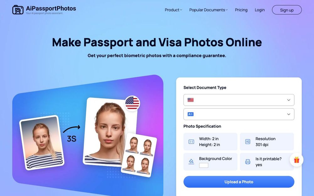 Screenshot of AI Passport Photos