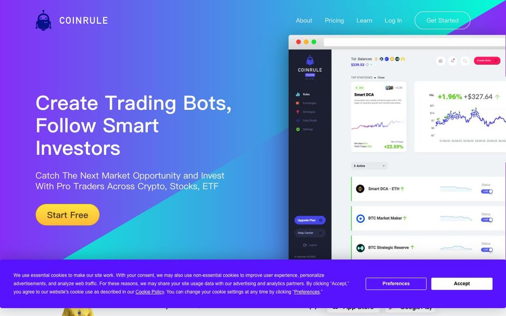 Screenshot of Coinrule Screenshot of Coinrule