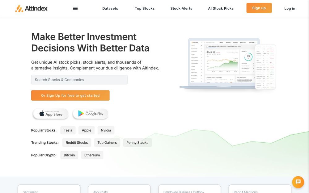 Screenshot of AltIndex Screenshot of AltIndex
