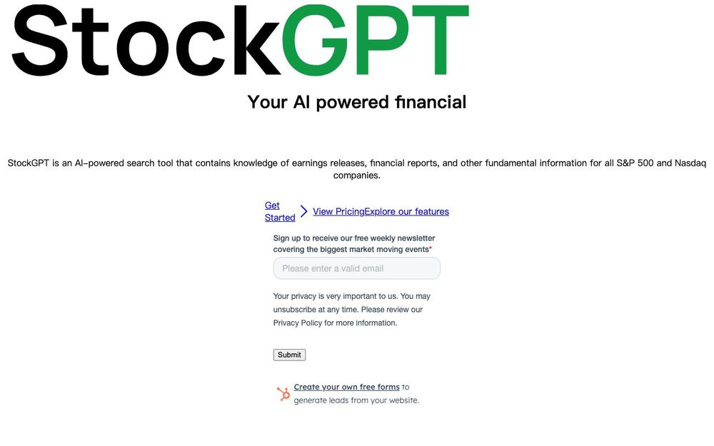 Screenshot of AskStockGPT