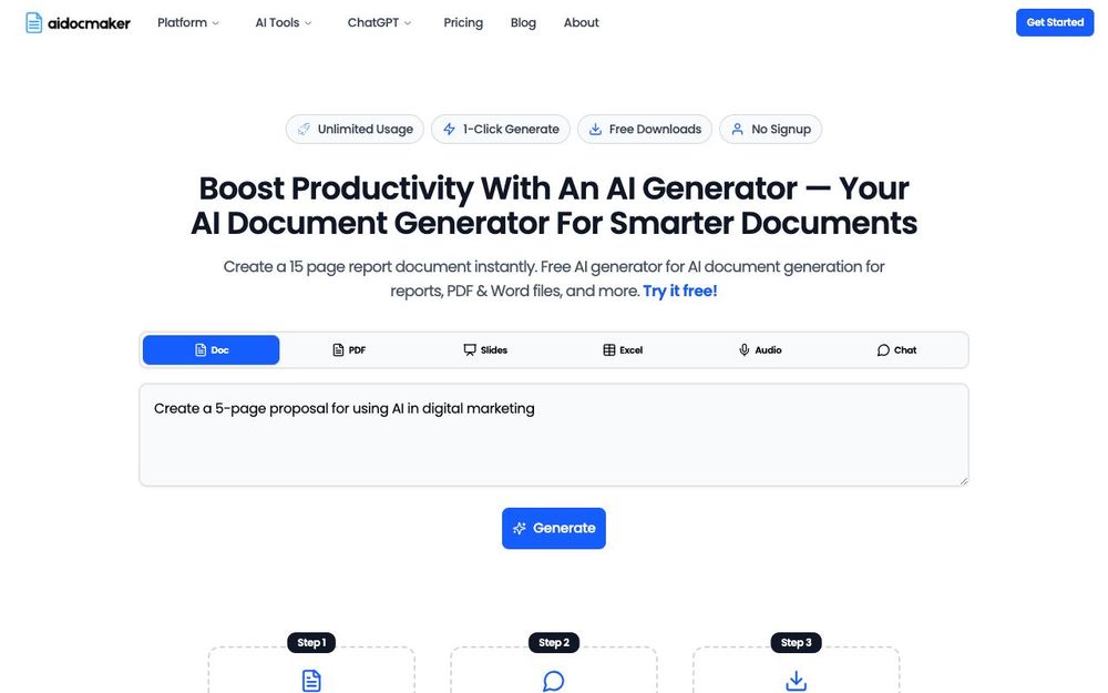 Screenshot of AIDocMaker Screenshot of AIDocMaker