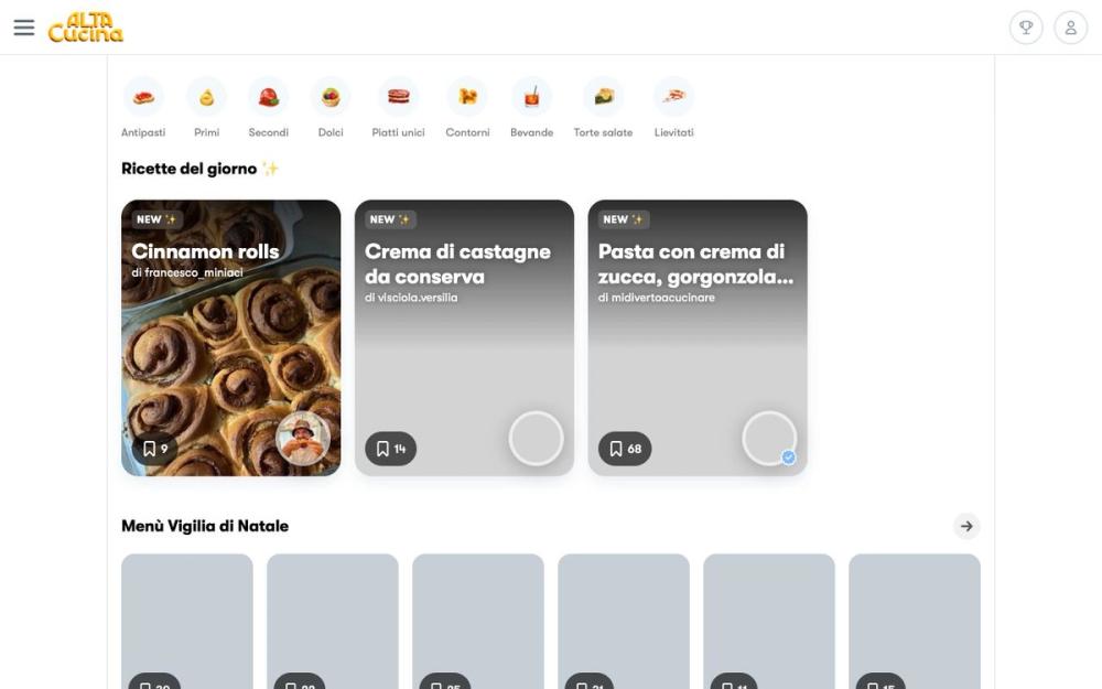 Screenshot of Alta Cucina