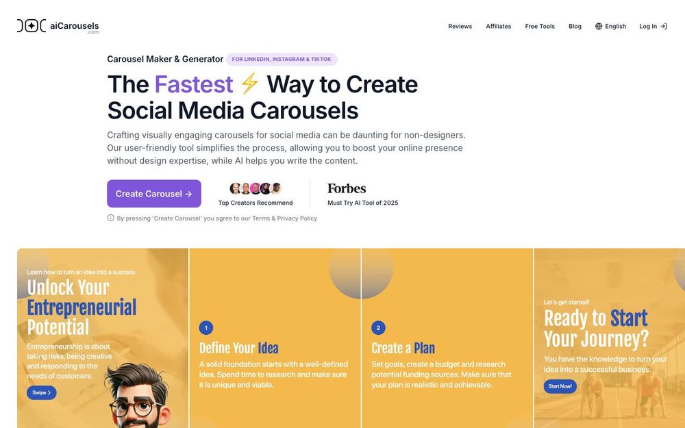 Screenshot of AI Carousels